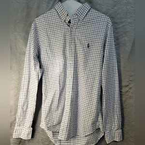 RALPH LAUREN BUTTON DOWN, MEDIUM, BLUE & WHITE